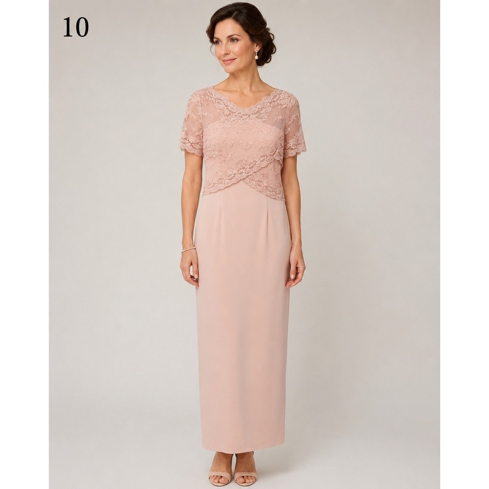 Vintage Talbots Formal Long Dress Womens 10 Pink Lace Sequin Beaded Bodice NWT‎